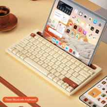 Teclado Bluetooth sem fio com 87 teclas, três modos de silenciamento, mini modo mudo para notebook, tablet, computador desktop.
