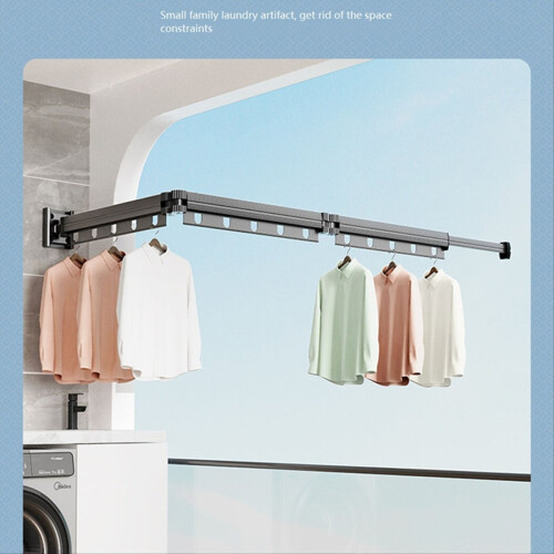 Étendoir à linge rétractable, pliable et mural, gain de place, B 2
