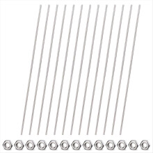 26 stuks 8/32 inch draadstangen en zeskantmoeren, 12 inch roestvrijstalen staaf voor kralentuinpaal