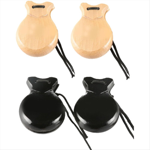 Lot De 2 Castagnettes Traditionnelles Espagnoles En Bois Pour Danse Flamenco Instrument De Percussion