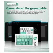 Teclado mecânico digital RGB com macros hot-swappable, joystick para jogos com fio, personalizável, preto.