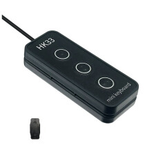 Teclado mini portátil e personalizável com 3 teclas USB para programação de macros, compatível com múltiplas plataformas.