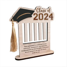 Carteira de madeira para formatura 2024, presente de temporada, preta.