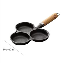 Gusseiserne Omelettpfanne mit 3 Mulden, antihaftbeschichtet, zum Kochen von Eiern, Schinken, Frühstück, Grillen und Pfannkuchen