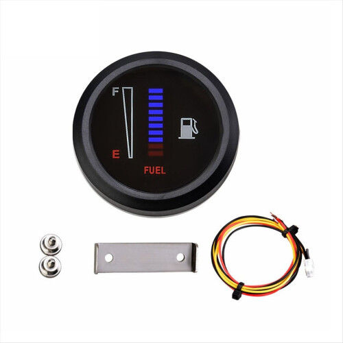 Medidor de nível de combustível eletrônico ultrafino de 52 mm (2 polegadas) para carro e motocicleta, 12 V, com 8 LEDs. 1