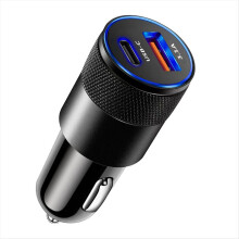 3,1 A 15 W USB+PD Kompaktes Kfz-Ladegerät aus Metalllegierung (Typ C)