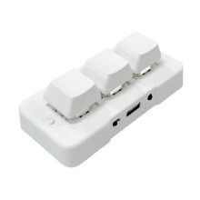 Teclado mecânico mini personalizado MK321G de 3 teclas com switch azul, modo duplo sem fio USB e 2.4G para jogos OSU e multimídia (branco).