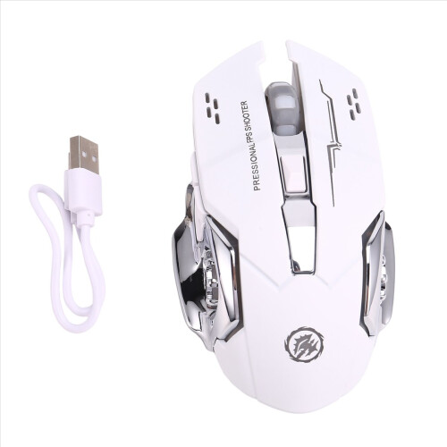 Mouse wireless silenzioso USB ricaricabile per computer da gioco Bluetooth per PC e laptop bianco 1
