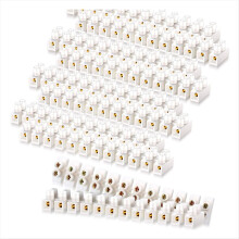 Conjunto de 50 blocos de terminais com conectores de parafuso brancos, dupla fileira, barreira elétrica, 12 posições, 10A 380V