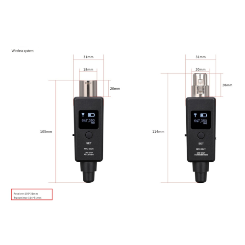Sistema wireless per microfono Trasmettitore microfono Ricevitore UHF Mi Line per condensatore dinamico 2