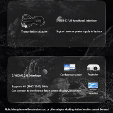 Hub inteligente com viva-voz, microfone omnidirecional e hub para PC e laptop.