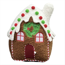 Cuscino decorativo in peluche a forma di casa di pan di zenzero, regalo per ufficio e casa