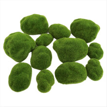 Conjunto de 12 bolas de musgo artificiais verdes para decoração, imitação de planta realista, enfeite para festas e vitrines.
