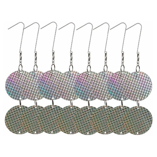 Conjunto de 8 discos repelentes de pássaros, incluindo pombos e corvos, com glitter e efeito refletivo. 1