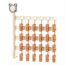 Tendedero multifuncional para calcetines, ropa interior, almacenamiento de ropa, con múltiples clips, para montar en la pared, plegable para balcón