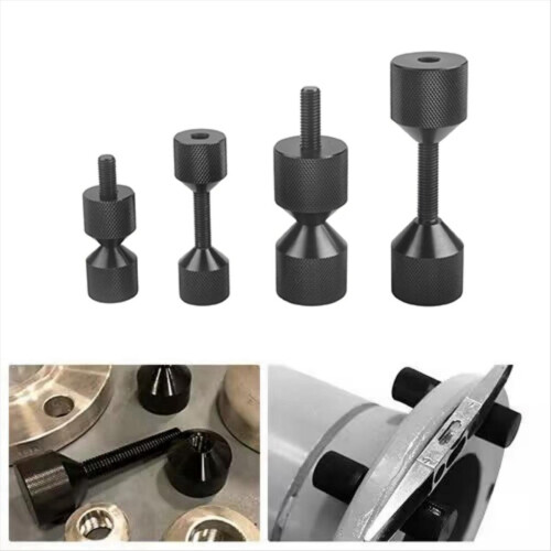 Conjunto de 4 pinos de flange de alumínio com dois furos, 1-1/8 polegadas para alinhamento e 1-5/8 polegadas para remoção, pretos. 2