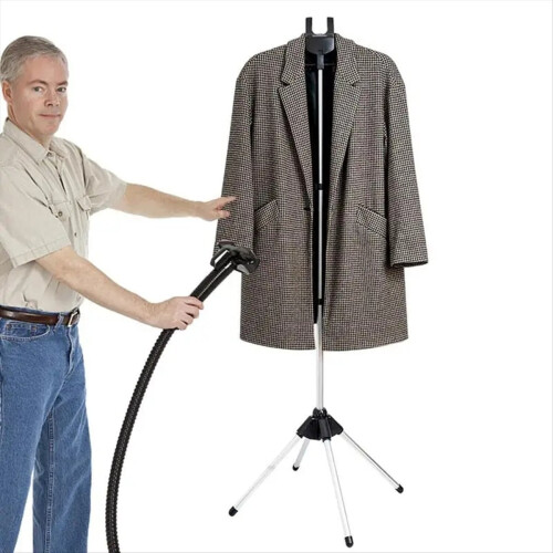 Cabide de roupas dobrável com tripé para pendurar e secar roupas, cor cinza. 2