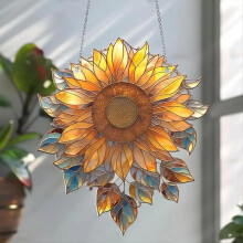 Girassol de acrílico para pendurar na parede, decoração para porta ou janela, quarto, 23 cm.