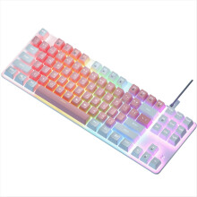 Teclado mecânico para jogos com fio, 87 teclas, verde, retroiluminado, para PC, laptop, escritório e jogos.