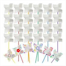 48 peças de cataventos para colorir em papel branco - atividade de verão para crianças.