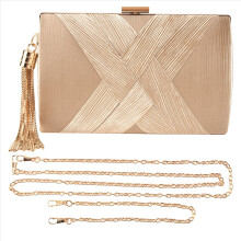 Quasten-Clutch für Damen, Schultertasche, Handtasche, ideal für Partys, Hochzeiten und Abendveranstaltungen, passend für Handy und Geldbörse, Gold