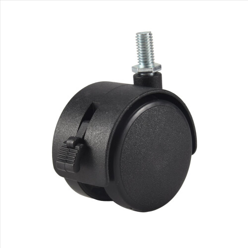 Rodízio giratório com trava para móveis, haste de rosca de 8 mm, roda de 2 polegadas de diâmetro, preto. 2