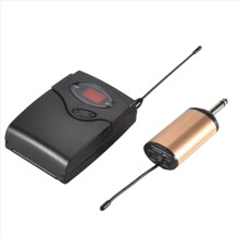 Sistema de micrófono inalámbrico, conjunto inalámbrico con auriculares y micrófonos de solapa, transmisor y receptor de cinturón.