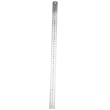 Regla de acero inoxidable de doble cara con borde recto, 60 cm/24", color plateado