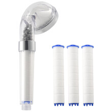 Conjunto de Chuveiro de Mão Portátil com Íons Negativos, Economizador de Água, com 3 Filtros, Alta Pressão e Função de Economia de Água.