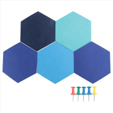 5er-Set sechseckige Filztafeln, sechseckige Wandaufkleber, multifunktionale 3D-Dekoration, selbstklebende Sockelleisten für Kinderzimmer, blaue Serie