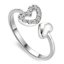 Eleganter herzförmiger Kristallring, offener Ring, Hochzeitsschmuck für Damen – verstellbar