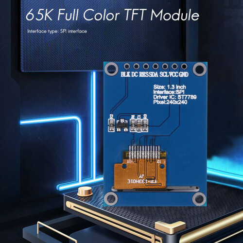 Tela LCD colorida IPS HD TFT de 1,3 polegadas com driver ST7789, comunicação 240 x SPI, interface de tensão de 3,3 V. 2
