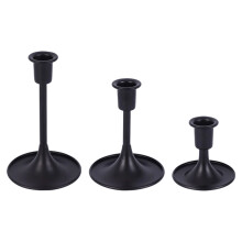 3Piece Iron Candelabra Set Handcrafted Florals Detailing-Black
