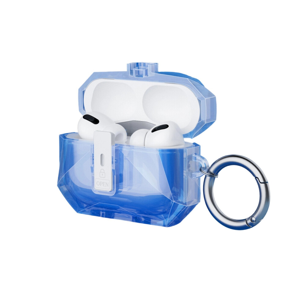 Secure Lock Clear Protective Case For Pods Pro3 With Led- Blue 7754000530656