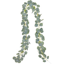 Kunstige silkeblade, plastikranker: Kunstig eukalyptus-guirlande med vintage rustik stil til gør-det-selv-arrangementer, 6,5 fod lang, grøn