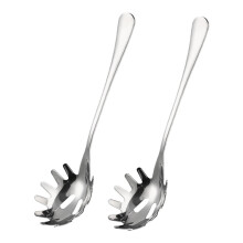 Stainless Steel Pasta Spoon Set Of 2 With Pronged Teeth Spaghetti Server For Draining And Serving Home And Pro Use