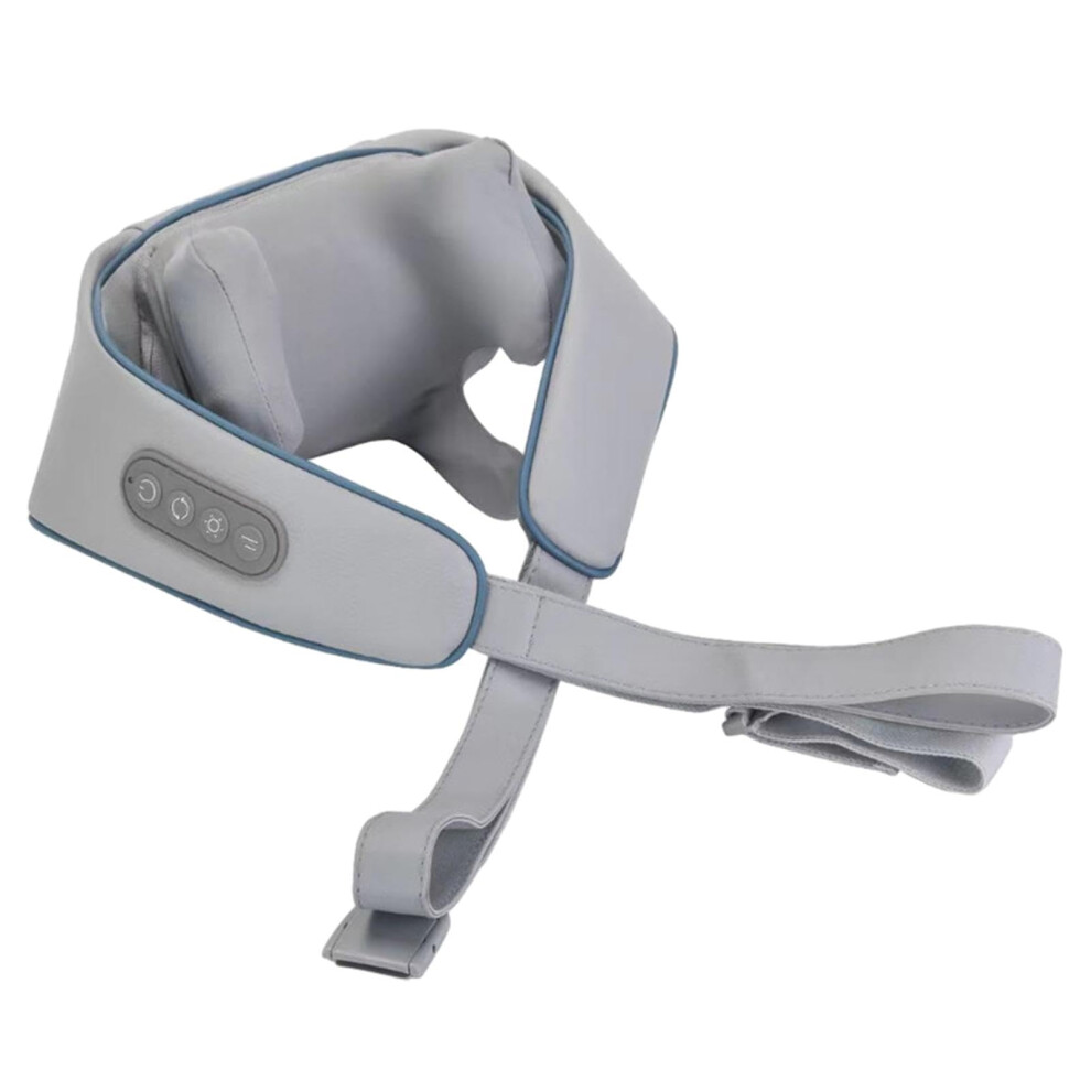 Blue/Gray Back Massager With Heat Shoulder And Neck Massage Shawl Portable Office