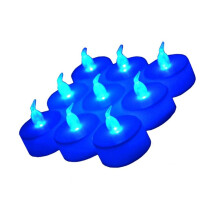 Realistic Tea Lights for Vintage Atmosphere, Flameless Candles with Flickering Blue Light and Smokeless Design, Battery Operated Decorative Night Ligh
