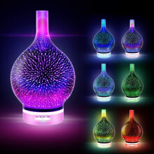 Forbedre velværet ditt, 3D-glassskulptur, 7 LED-fargealternativer, kjølig tåkediffuser for aromaterapi, automatisk avstengning, 120 ml, BPA-fri,