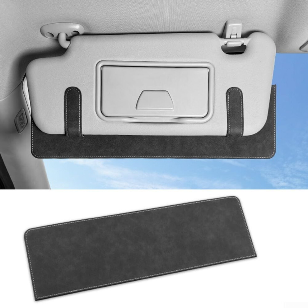 Leather Sunshade Extender Universal Car Fit Leather One Size Maximum Coverage Front Windshield Black 9067246039424