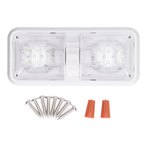 RV Interior Light 2 Dome LED Ceiling 600lm 12V White with 3-Way Switch 2
