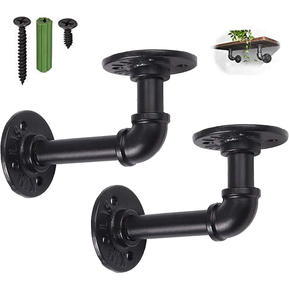 Sturdy Floating Shelf Brackets, Vintage Diy Pipe Shelf, Right Angle Iron Shelving Brackets For Shelves - Decorative Pipe Shelf Brackets, Built Extra T 9489125600387