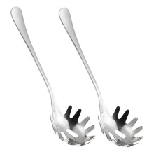 Stainless Steel Pasta Spoon Teeth For Spaghetti Serving, 2Piece Noodle Server, MultiUse Kitchen Utensil For Pasta