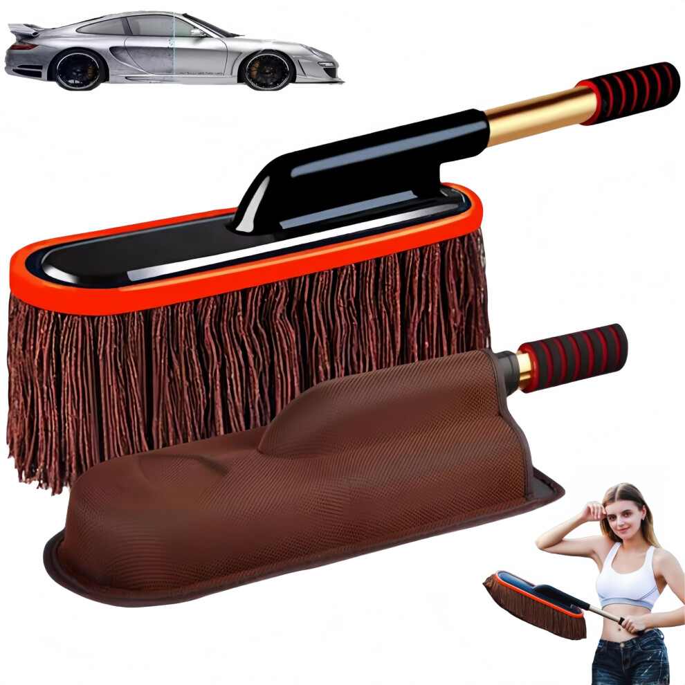 Car Duster Extendable Telescoping Handle Soft Microfiber Paraffin Auto Cleaning Remover For Suv, Truck Exterior Brown 9067246040468