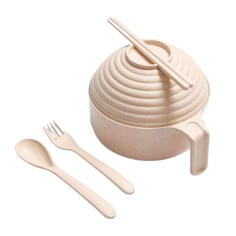 (Beige) Fiber Ramen Noodle Cooker Bowls Easy To Remove Microwave Without-image-OPC-PN8P25J-NEW