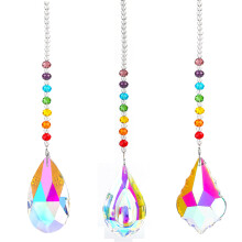 Gekleurd glas met chakra-motief, ideaal voor decoratie in huis, kantoor of tuin. K9-kwaliteit kristal met prachtige lichtreflectie, geschikt voor