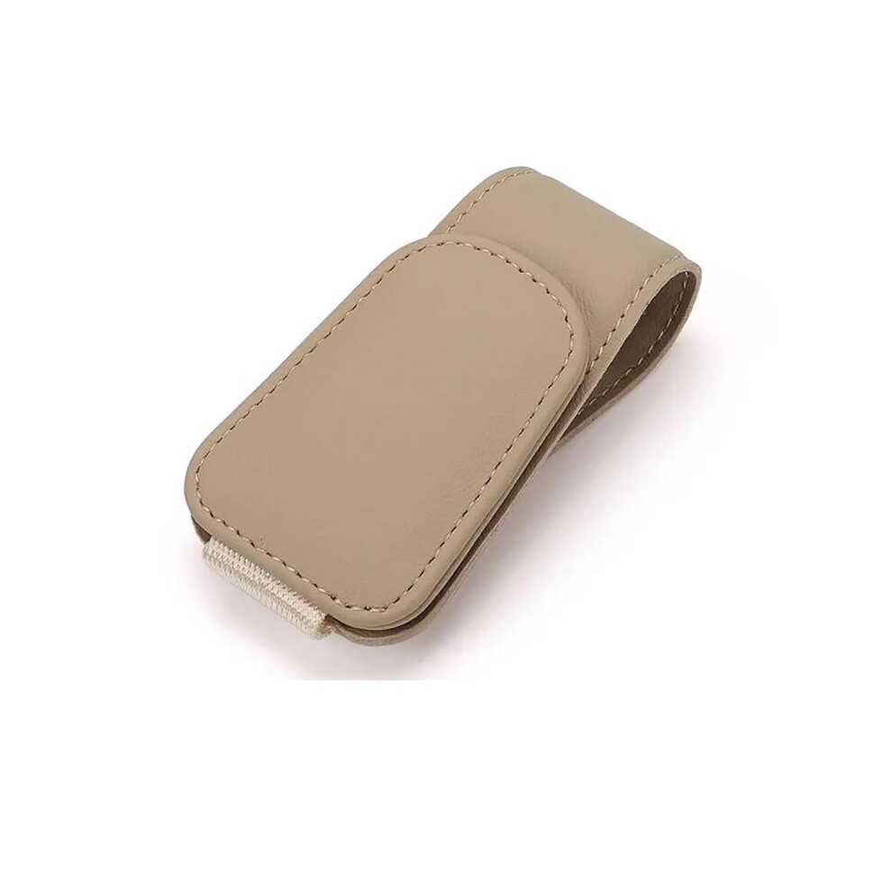 Sunglass Holder Universal Car Sun Visor Eyeglasses Box Clip Card Ticket Holder Stand Pen Case Beige 9339159446768