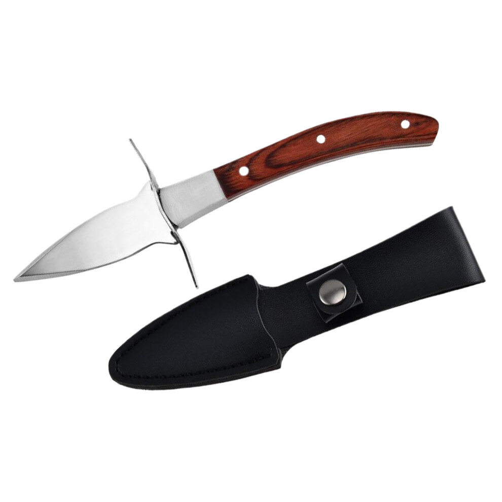 (Chroma) Durable Oysters Shucking Knife Wood Handle For Comfort Stainless Steel