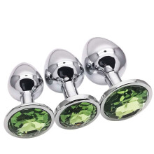 Anal Butt Plug 3Piece Set Metal Or Silicone Diamond Anal Plug Sizes S M L