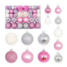 100 Christmas Baubles Set Christmas Tree Balls --pink silver